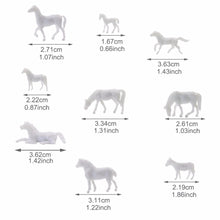 Load image into Gallery viewer, 100 pcs Miniature Horse Farm Animal Unpainted Figures 1:87 Models HO Scale Garden Landscape Scenery Layout Accessories Diorama Supplies
