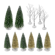 Load image into Gallery viewer, 12pcs Mixed Miniature Snow Tree Model Set 13-18cm Winter Landscape Diorama Display Frosted Pine Scenery Decoration Christmas Craft Supplies

