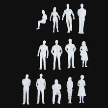 Load image into Gallery viewer, 100 pcs Miniature Standing Passenger Seated People 1:100 Unpainted Figure HO Scale Model Railway Scenery Layout Accessories Diorama Supplies
