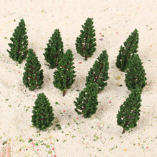 Load image into Gallery viewer, 50pcs Miniature Pine Model Trees 78mm, HO OO Scale, Diorama &amp; Railway Scenery Craft Supply
