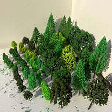 Load image into Gallery viewer, Miniature Plastic Model Trees Set – Mixed Sizes 4–15cm – Diorama &amp; Railway Scenery Craft Supplies (70pcs)
