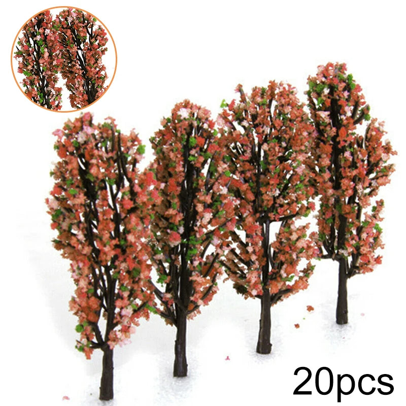 20 pcs 8.5cm Miniature Flower Tree 1:200 Models Train Railway Accessories Fairy Garden Landscape Terrarium Diorama Craft Supplies