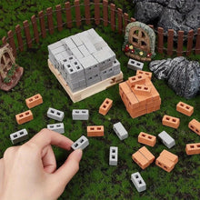 Load image into Gallery viewer, 100pcs Mini Concrete Bricks, Miniature Cinder Blocks for Dollhouse, Diorama, Fairy Garden, Model Landscape
