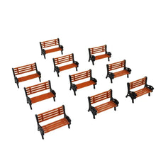 Load image into Gallery viewer, 10pcs 1:30/50/75/100/150 Scale Miniature Park Bench Chairs for Diorama Scenes, Model Railway Layouts, Garden and Architecture Craft Projects
