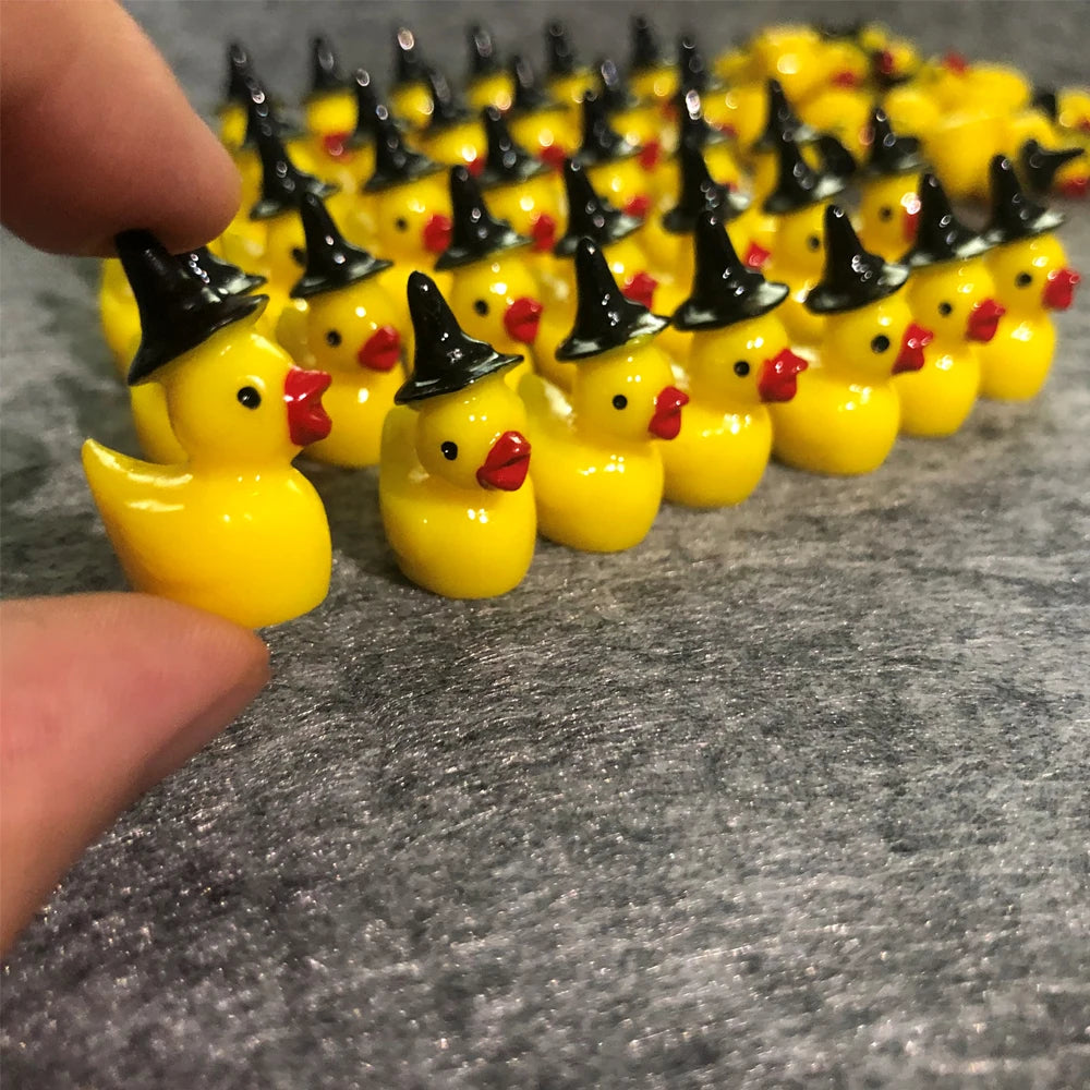 5/10 pcs Miniature Halloween Witch Hat Duck Figure Model DIY Dollhouse Landscape Fairy Garden Accessories Terrarium Diorama Craft Supplies