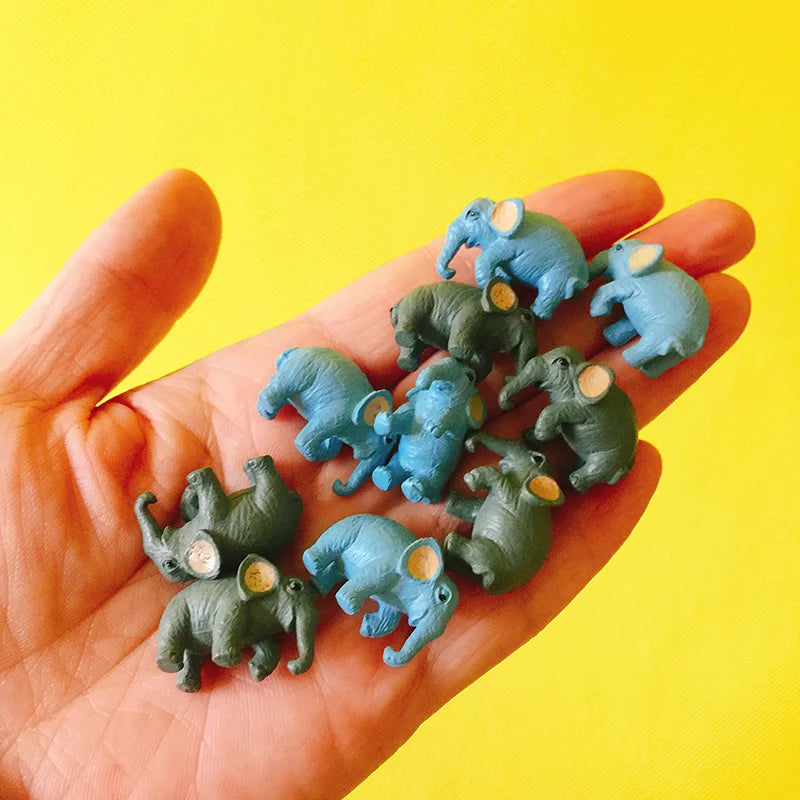 10pcs Mini Elephant Figurines Blue Grey Miniatures Animals Models for Fairy Garden, Dollhouse, Terrarium, Bonsai, Crafts & DIY Home Decor