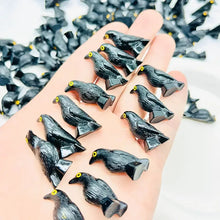 Load image into Gallery viewer, 10pcs Mini Black Crow Figurines: Resin Bird Miniatures for Crafts, Fairy Garden, Diorama
