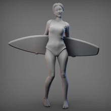 Load image into Gallery viewer, Cute Surfer Girl Unpainted Resin Figure 1/35 1/24 Scale Unassembled Model

