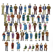 Load image into Gallery viewer, 50pcs 1:50 O Scale Miniature Office People Model Train Painted Figures, Standing &amp; Seated Passengers for Railway Layouts, Dioramas
