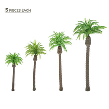Load image into Gallery viewer, 20pcs 6-10cm Mixed Miniature Coconut Palm Trees for Diorama Railway Layouts, Architecture Models, Sand Tables, and Micro Landscapes

