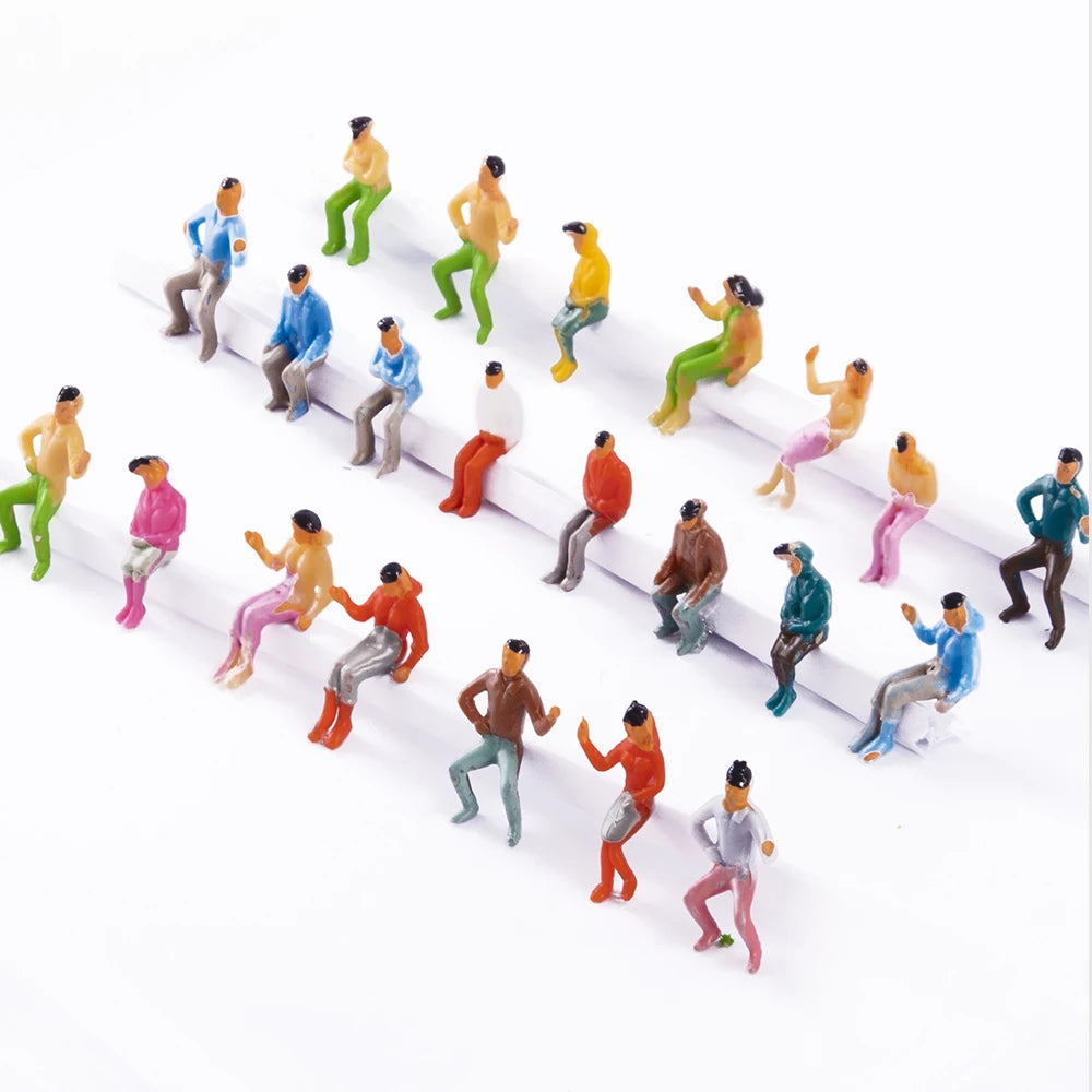 20/50/100 pcs Miniature Sitting People 1:75 Scale Model Figures for Train Scenery DIY Dioramas Railway Layout Architecture Craft Supplies