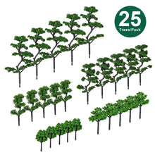 Load image into Gallery viewer, 25pcs Miniature Model Trees Set for Railway Diorama Scenery HO Scale Landscape Train Layout
