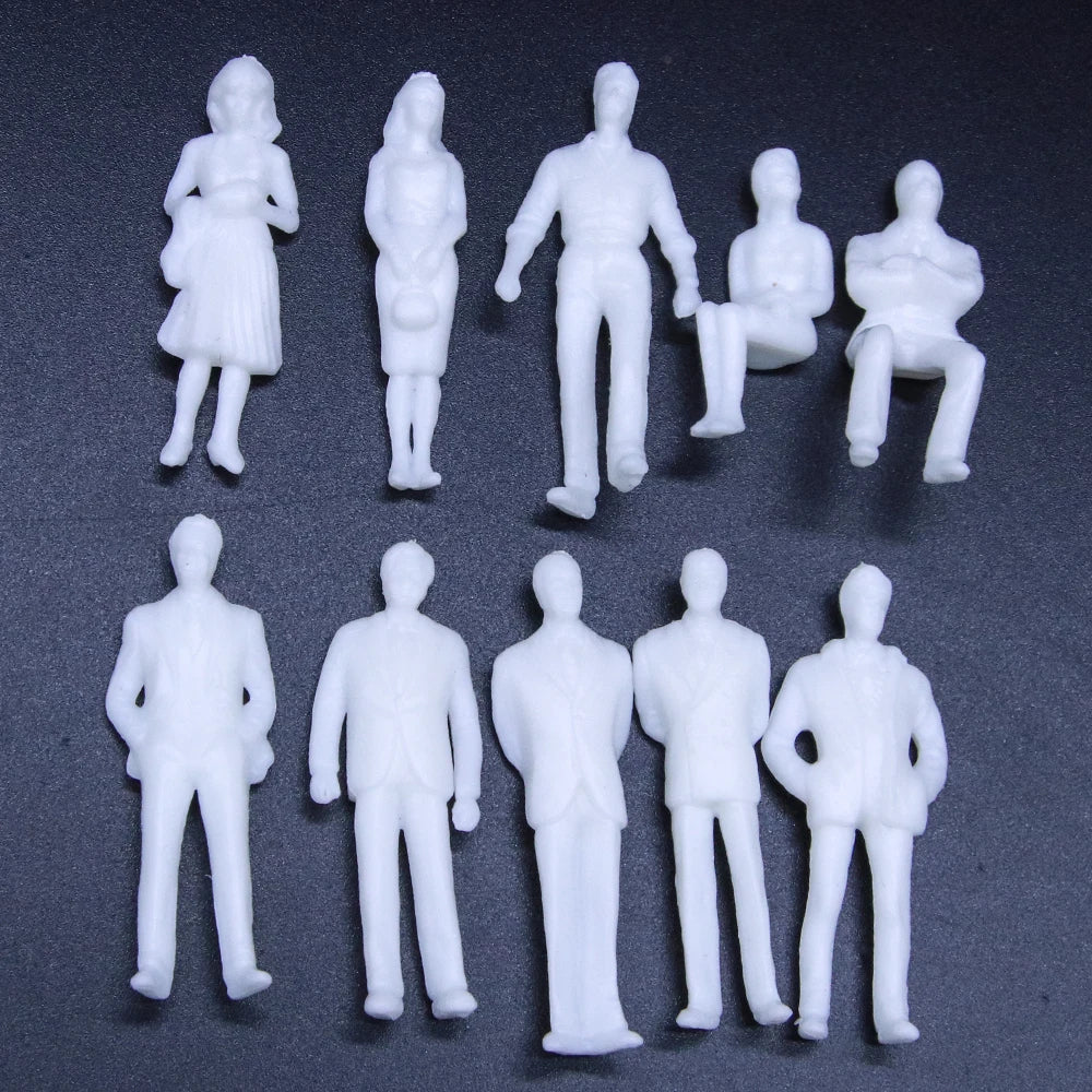 20 pcs Miniature Standing Passenger Seated Blank People 1:50 Unpainted Figure O Scale Model Railway Train Scenery Layout Diorama Supplies