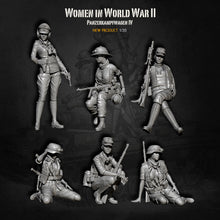 Load image into Gallery viewer, WWII Female German Tank Crew Soldier 6 People Unpainted Resin Figure 1/35 Scale Unassembled Model
