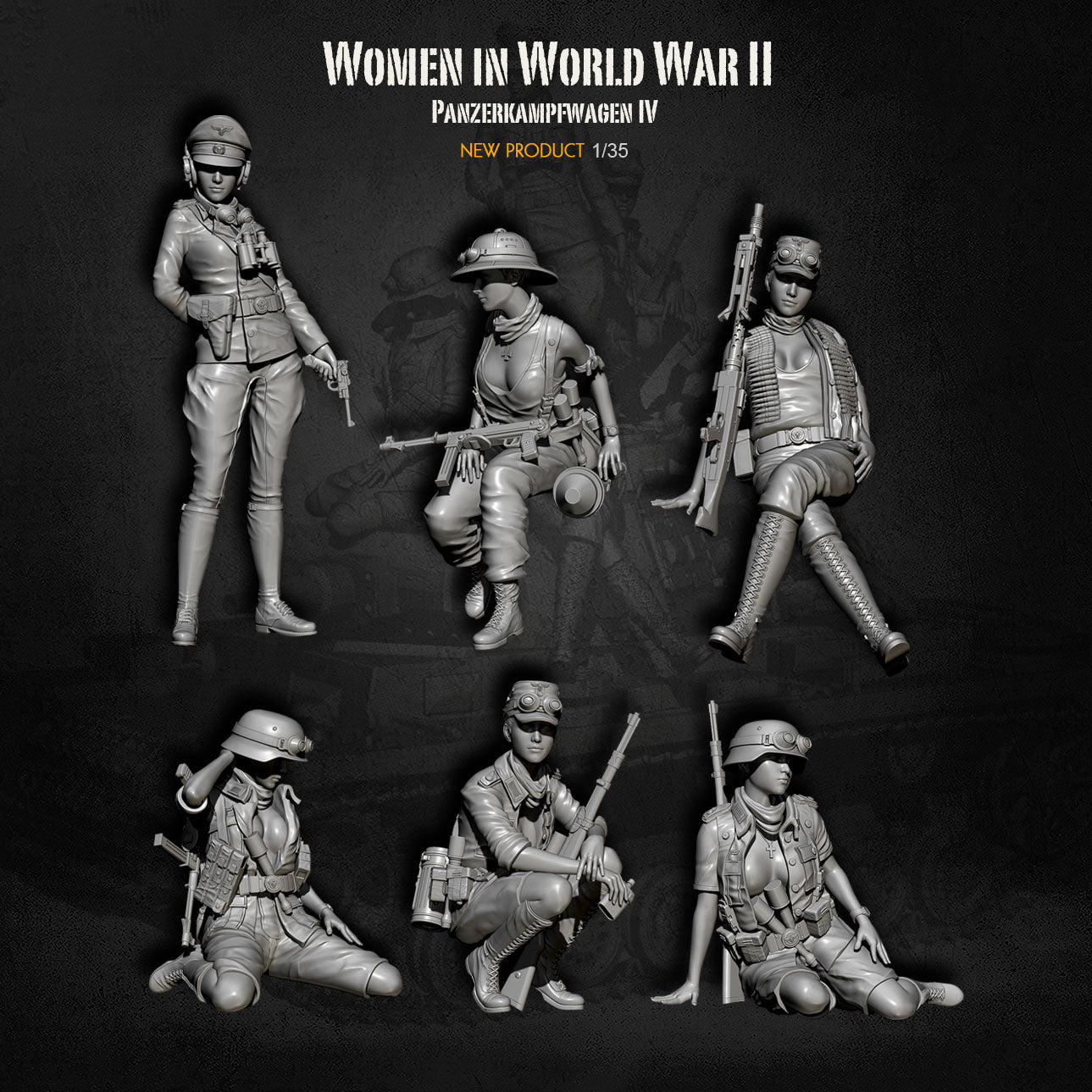 Kit 5 Figurines Résine 1:35 Équipage Char Allemand WW2 - RK - Non Peint