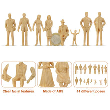 Load image into Gallery viewer, 14pcs Unpainted Miniature People Standing Sitting Figures 1:32 Scale Model Railway Diorama Accessories
