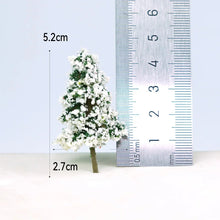 Load image into Gallery viewer, 5pcs Miniature Snowy Pine Trees 5-13cm for Model Railway Diorama Scenery Terrain Landscape
