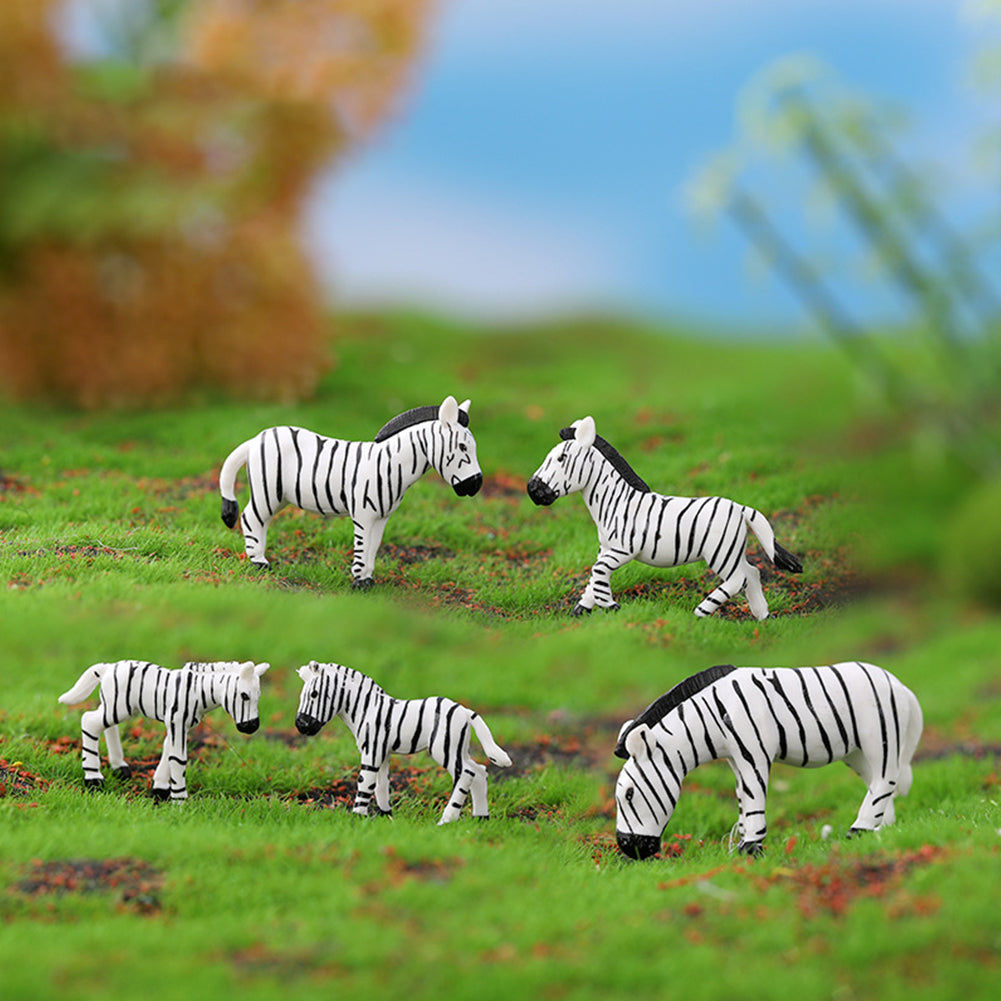 6 pcs Miniature Zebra Wild Animal Figure Models Toys Landscape Garden Scenery Layout Scene Accessories Diorama Supplies