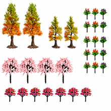 Load image into Gallery viewer, 30pcs Mixed Miniature Autumn Flowering Model Trees for Dioramas, Railway Scenery,  Landscape Craft Supplies
