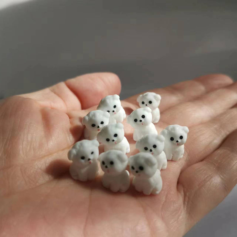 10pcs Mini White Dog Figurines Cute Puppy Miniatures for Fairy Garden, Terrarium, Dollhouse, Bonsai, DIY Crafts & Home Decorations