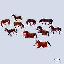 Load image into Gallery viewer, 10pcs Miniature Horses HO Scale 1:87 Farm Animals Diorama Supplies Model Train Layouts
