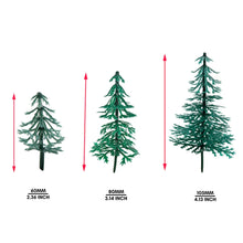 Load image into Gallery viewer, Miniature Pine Trees Set 6/8/11cm Model HO Scale Train Scenery, Diorama Landscape Supplies (30pcs)
