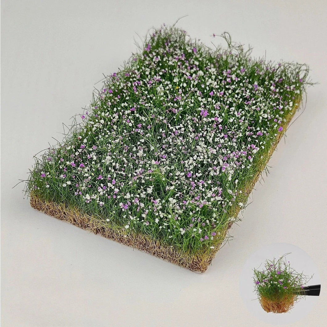 12/16mm Miniature Tearable Flower Grass Tufts Clusters for Diorama Scenery, Model Railway Layout, Wargaming Terrain Craft Supplies