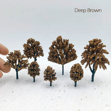 Load image into Gallery viewer, 50/100pcs Autumn Winter Miniature Model Trees N TT Scale for Diorama Scenery, Railway Layout, DIY Sand Tables, Landscape Craft Supplies

