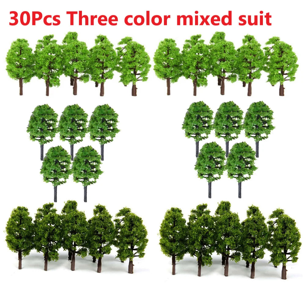 30 pcs 3.5cm Mixed Miniature Tree Models Train Railway Accessories Forest Fairy Garden Landscape Terrarium Diorama Craft Supplies