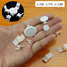 Load image into Gallery viewer, 5 pcs Miniature Table Chair Furniture Set Blank Unpainted Models 1:50/75/100 Scale DIY Layout Dollhouse Decor Diorama Craft Supplies
