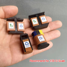 Load image into Gallery viewer, 4pcs Miniatures Plastic Garbage Bins 1/30 G Scale Trash Can Model Set for Diorama Scenery Railway Layout Building and Sand Table

