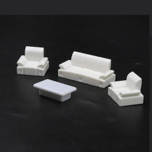 Load image into Gallery viewer, 4 pcs Miniature Sofa Table Furniture Blank Unpainted Models 1:50/75 Scale DIY Room Building Layout Dollhouse Decor Diorama Craft Supplies

