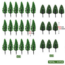 Load image into Gallery viewer, 25pcs Miniature Pine Cedar Model Trees for Railway Scenery, Diorama &amp; Terrain Craft Supplies
