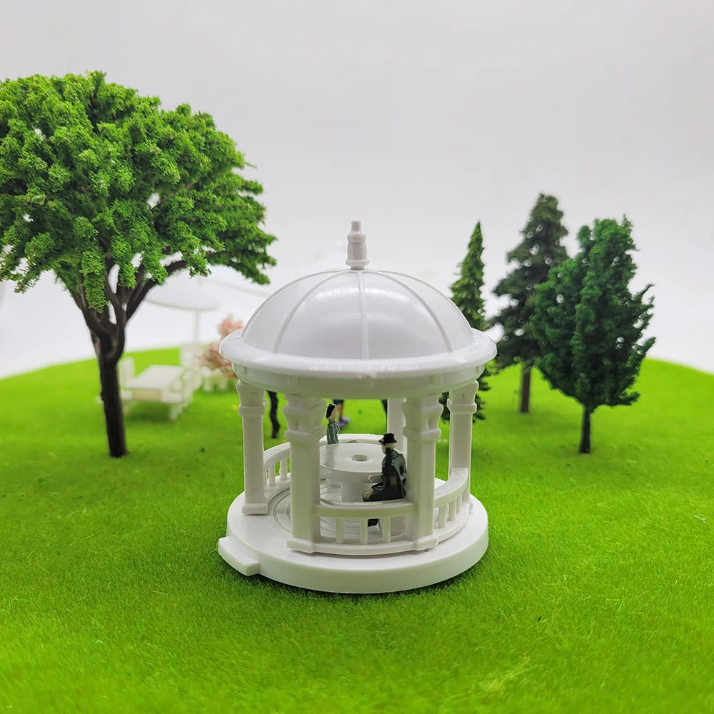 European Style Pavilion Model 1:87 HO Scale Miniature Building Diorama Accessory, Plastic Gazebo Model for Train Layout & Architecture Scene