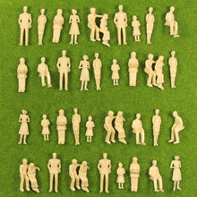 Load image into Gallery viewer, 40 pcs Miniature Standing Seated Passenger People 1:25 Unpainted Figure G Scale Model Railway Scenery Layout Accessories Diorama Supplies
