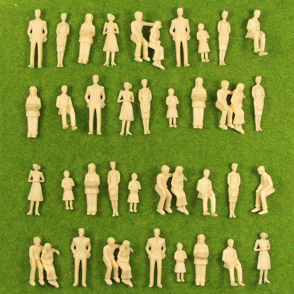 40 pcs Miniature Standing Seated Passenger People 1:25 Unpainted Figure G Scale Model Railway Scenery Layout Accessories Diorama Supplies