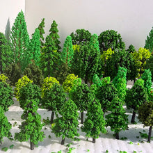 Load image into Gallery viewer, Miniature Plastic Model Trees Set – Mixed Sizes 4–15cm – Diorama &amp; Railway Scenery Craft Supplies (70pcs)
