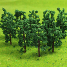 Load image into Gallery viewer, 50 pcs 4.5cm Miniature Green Tree Model Iron Wire Trunk N Scale 1:160 Train Railway Scene Accessories Terrarium Diorama Craft Supplies
