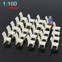 Load image into Gallery viewer, 48pcs 1:100 Scale Miniature Unpainted White Chairs Benches Furniture Model Train Railway for Diorama Layout Park Station Scene
