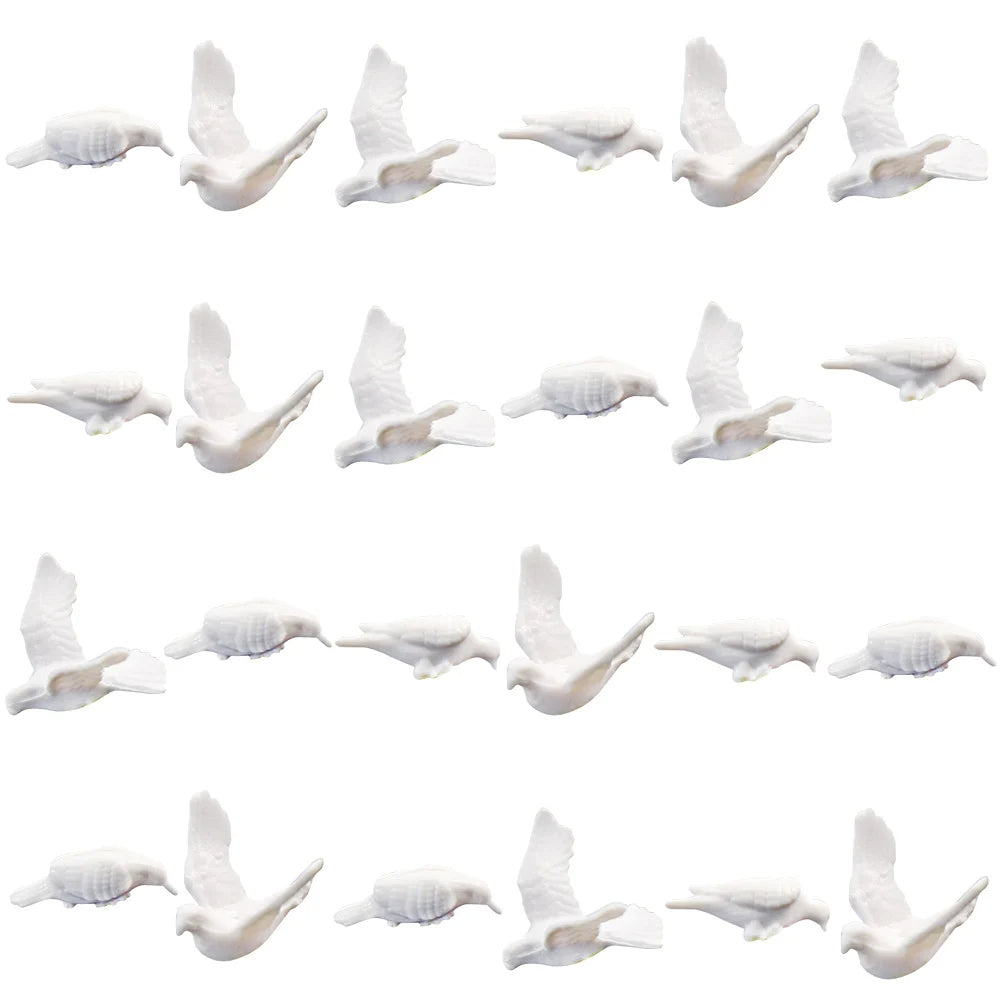 24 pcs Miniature Pigeon Dove Bird Animal Unpainted Figures 1:75 Models OO Scale Dollhouse Garden Landscape Scenery Layout Diorama Supplies