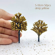 Load image into Gallery viewer, 50/100pcs Autumn Winter Miniature Model Trees N TT Scale for Diorama Scenery, Railway Layout, DIY Sand Tables, Landscape Craft Supplies
