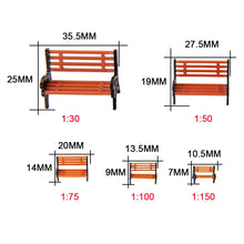 Load image into Gallery viewer, 10pcs 1:30/50/75/100/150 Scale Miniature Park Bench Chairs for Diorama Scenes, Model Railway Layouts, Garden and Architecture Craft Projects
