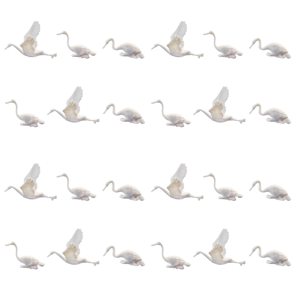 24 pcs Miniature White Crane Bird Animal Unpainted Figures 1:75 Models OO Scale Garden Landscape Scenery Layout Accessories Diorama Supplies