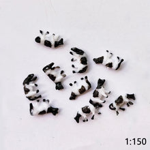 Load image into Gallery viewer, 10pcs Miniature Dairy Cow Figures, N Scale 1:150 Farm Animals, Diorama Scenery Supplies
