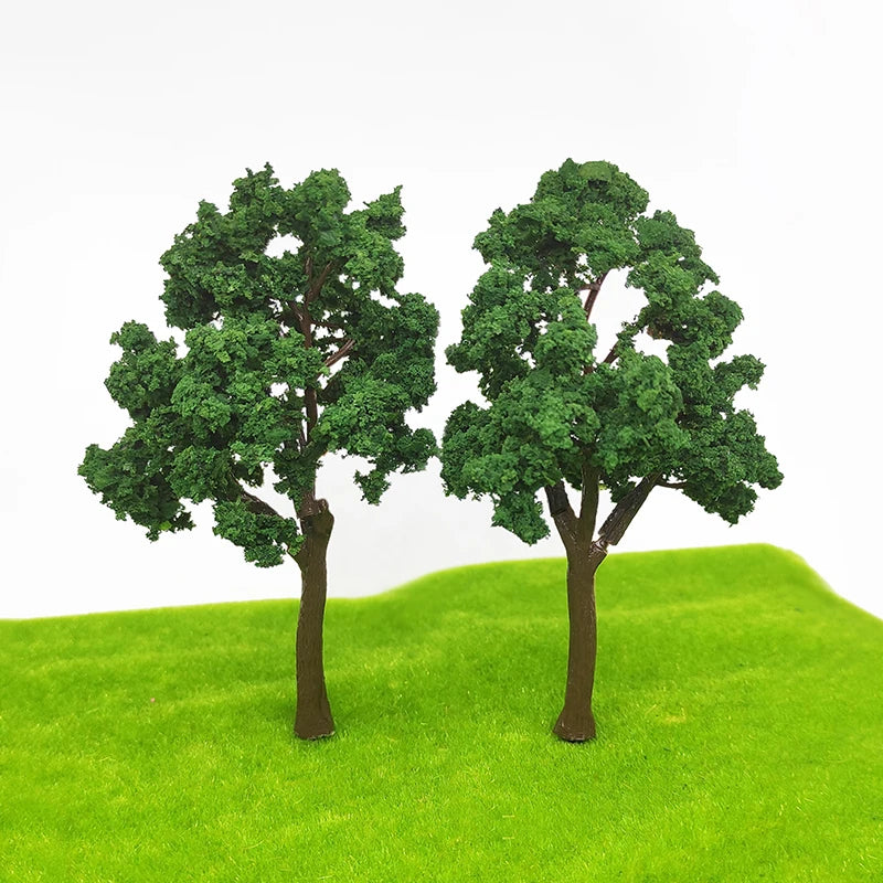 2pcs HO Scale 1:87 Green Trees 110mm Tall with Pins, Model Train Scenery Trees for Dioramas, Railway Layout, Landscaping & Miniature Crafts