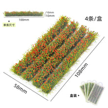 Load image into Gallery viewer, 4pcs Miniature Flower Grass Strips for Diorama, Model Railway Scenery, Landscape, Dollhouse Garden, Terrain
