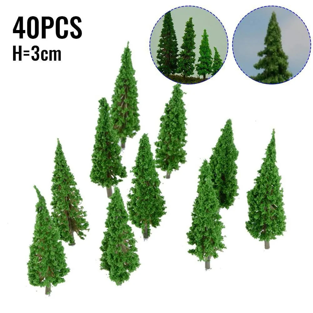 40 pcs 3.5/4.5cm Miniature Tree Models Train Railway Accessories DIY Forest Scenery Fairy Garden Landscape Terrarium Diorama Craft Supplies