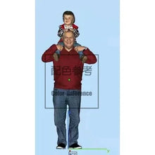 Load image into Gallery viewer, Girl riding on Grandpa&#39;s shoulders Miniature Unpainted Figure 1/64 1/50 1/43 1/35 1/24 1/18 Scale Model Scene Accessories Diorama Supplies
