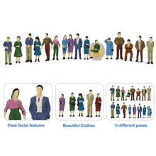 Load image into Gallery viewer, 50pcs 1:50 O Scale Miniature Office People Model Train Painted Figures, Standing &amp; Seated Passengers for Railway Layouts, Dioramas
