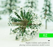 Load image into Gallery viewer, 5pcs Miniature Snowy Pine Trees 5-13cm for Model Railway Diorama Scenery Terrain Landscape
